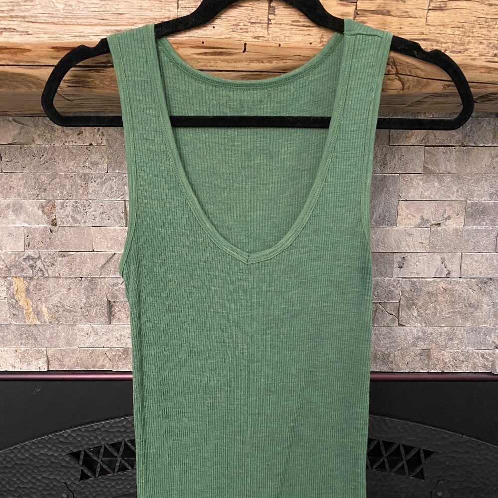 Woolx 100% Merino Wool Brooklyn Ribbed Tank XS Fits M/L Forest